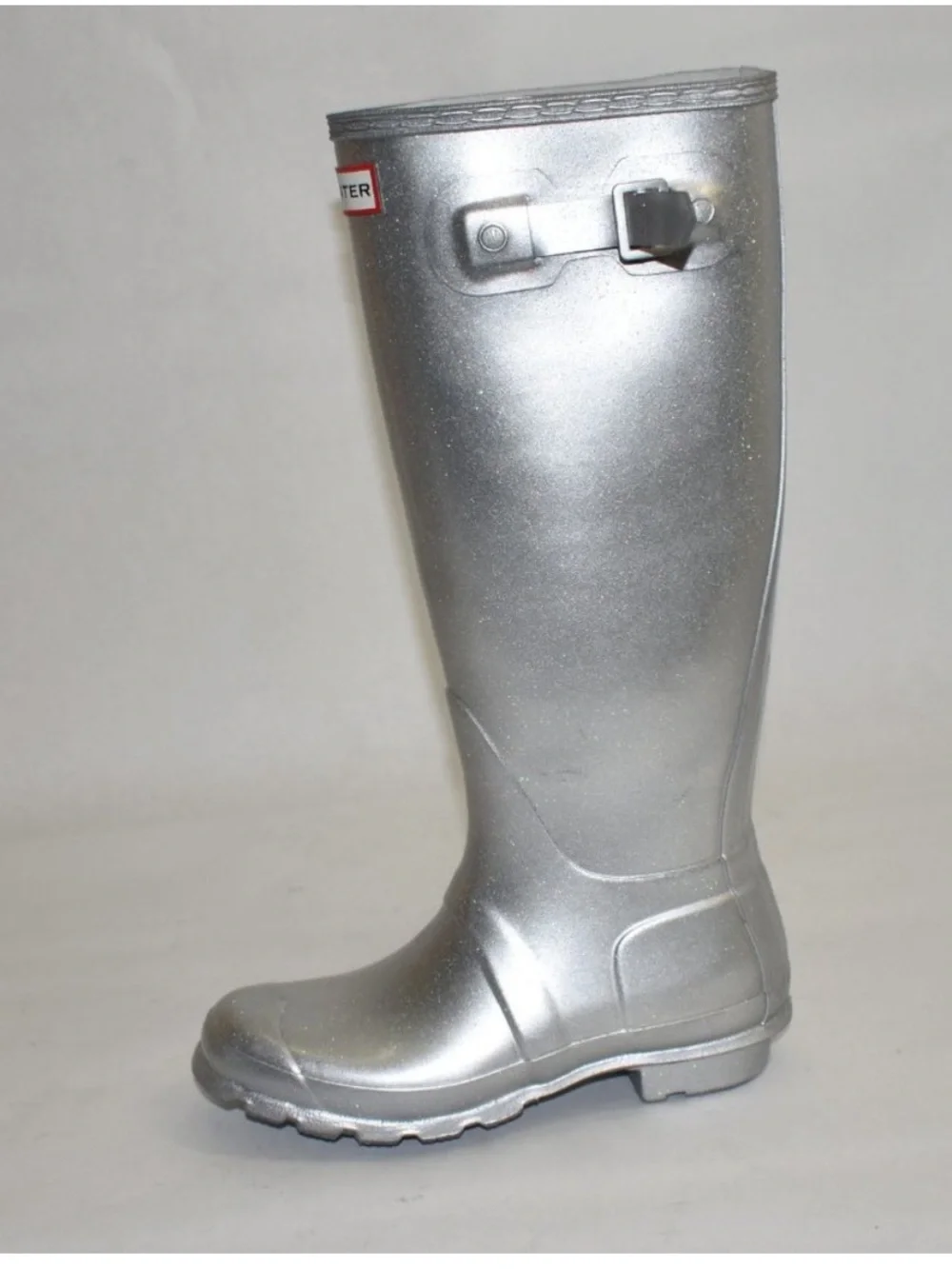 Hunter Cosmo Glittery Gray Rain Boots BEW Sz 9